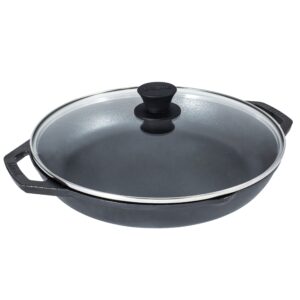 lodge 12 inch cast iron everyday pan - chef collection - use on oven, stove, grill, or fire - easy to clean - cast iron pan with lid - durable cookware