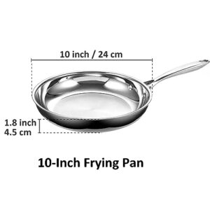 Cooks Standard Frying Pan Stainless Steel, 10-Inch Multi-Ply Clad wok Stir Fry Pan Kitchen Skillet, Silver
