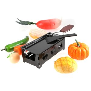 portable candlelight cheese raclette non stick rotaster baking tray stove set carbon steel home kitchen grilling tool with wood handle