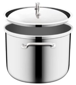 nuwave designs-tri-ply 18/10 entire stainless steel stockpot with lid, commercial grade, free of ptfe pfoa pfos,10-yeär wärranty(8qt)