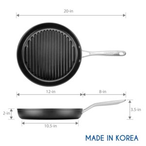 TECHEF - Onyx Collection, 12-Inch Grill Pan, coated with New Teflon Platinum Non-Stick Coating (PFOA Free) (12-inch)