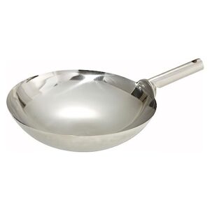 winco stainless steel wok with welded joint handle, 16-inch