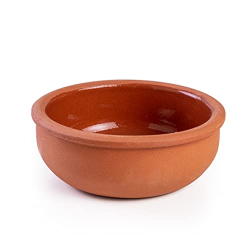 LUKSYOL Handmade Colored Clay Bowls: Authentic Mexican Pottery Set of 8 for Culinary Delights - Ideal for Tajine, Indian, Korean Cuisine, Microwave & Oven Safe, 3.9 x 1.6 inches, Brown Glazed