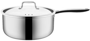 nuwave commercial 2-quart stainless steel saucepan with vented lid, tri-ply construction, premium 18/10 stainless steel