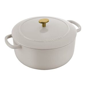 ballarini bellamonte cast iron dutch oven with lid 4.25-qt, serves 4-4, crema white