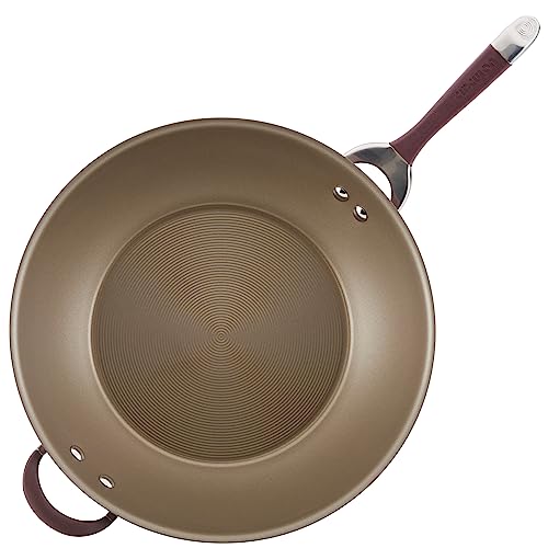 Circulon Symmetry Hard Anodized Nonstick Wok / Stir Fry Pan with Helper Handle - 14 Inch, Red