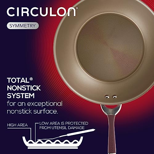 Circulon Symmetry Hard Anodized Nonstick Wok / Stir Fry Pan with Helper Handle - 14 Inch, Red