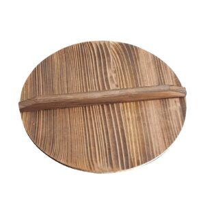 wooden wok lid, round natural wood wok lid wood wok lid with handle, lightweight cedarwood wok lid for stir fry pan, anti-hot, anti-spillover wooden kitchen accessories