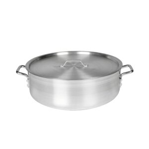 thunder group alskbp008 brazier pot, 40 quart capacity, with cover, 6 mm thick, extra heavy, flat bottom, aluminum, mirror-finish, nsf