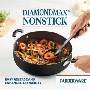 Farberware Cookstart DiamondMax Nonstick Jumbo Cooker with Lid and Helper Handle, Dishwasher Safe, 6 Quart, Black