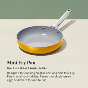 Caraway Mini Duo - Non-Stick Ceramic Mini Fry Pan (1.05 qt, 8") & Mini Sauce Pan (1.75 qt) - Non Toxic, PTFE & PFOA Free - Oven Safe & Stovetop Agnostic (Gas, Electric & Induction) - Marigold