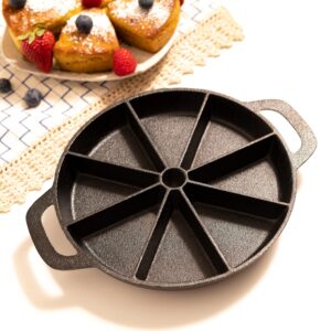 Cast Iron Scone Pan/Cornbread Pan for 8 Wedge Shaped Bakes, Pre-Seasoned - Comes with Oven Mitts, Silicone Trivet and Oil Brush - by KUHA