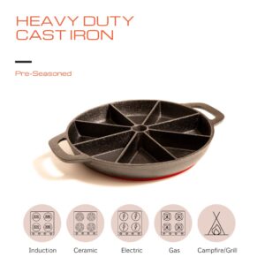 Cast Iron Scone Pan/Cornbread Pan for 8 Wedge Shaped Bakes, Pre-Seasoned - Comes with Oven Mitts, Silicone Trivet and Oil Brush - by KUHA