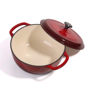 round enameled cast iron dutch oven, with lid 6-quart-red,non-stick enamel dutch oven (6 quart-red)