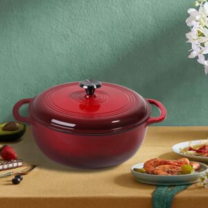 Round Enameled Cast Iron Dutch Oven, with Lid 6-Quart-Red,Non-Stick Enamel Dutch Oven (6 Quart-RED)