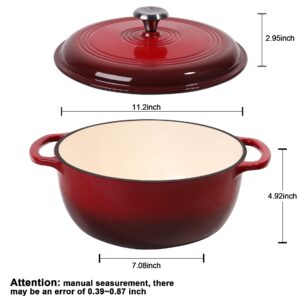 Round Enameled Cast Iron Dutch Oven, with Lid 6-Quart-Red,Non-Stick Enamel Dutch Oven (6 Quart-RED)