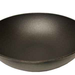 Kasian House Cast Iron Wok, Pre-Seasoned with Wooden Lid 12" Diameter and Large Handles, Stir Fry Pan