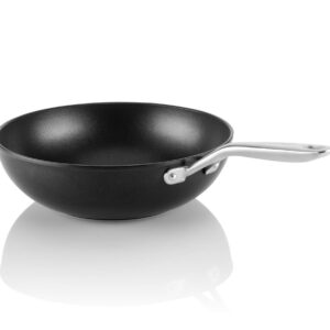 TECHEF - Onyx Collection, 12-Inch Nonstick Flat Bottom Wok/Stir-Fry Pan - PFOA Free, Dishwasher and Oven Safe, Made in Korea