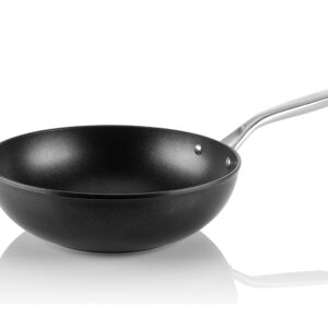 TECHEF - Onyx Collection, 12-Inch Nonstick Flat Bottom Wok/Stir-Fry Pan - PFOA Free, Dishwasher and Oven Safe, Made in Korea