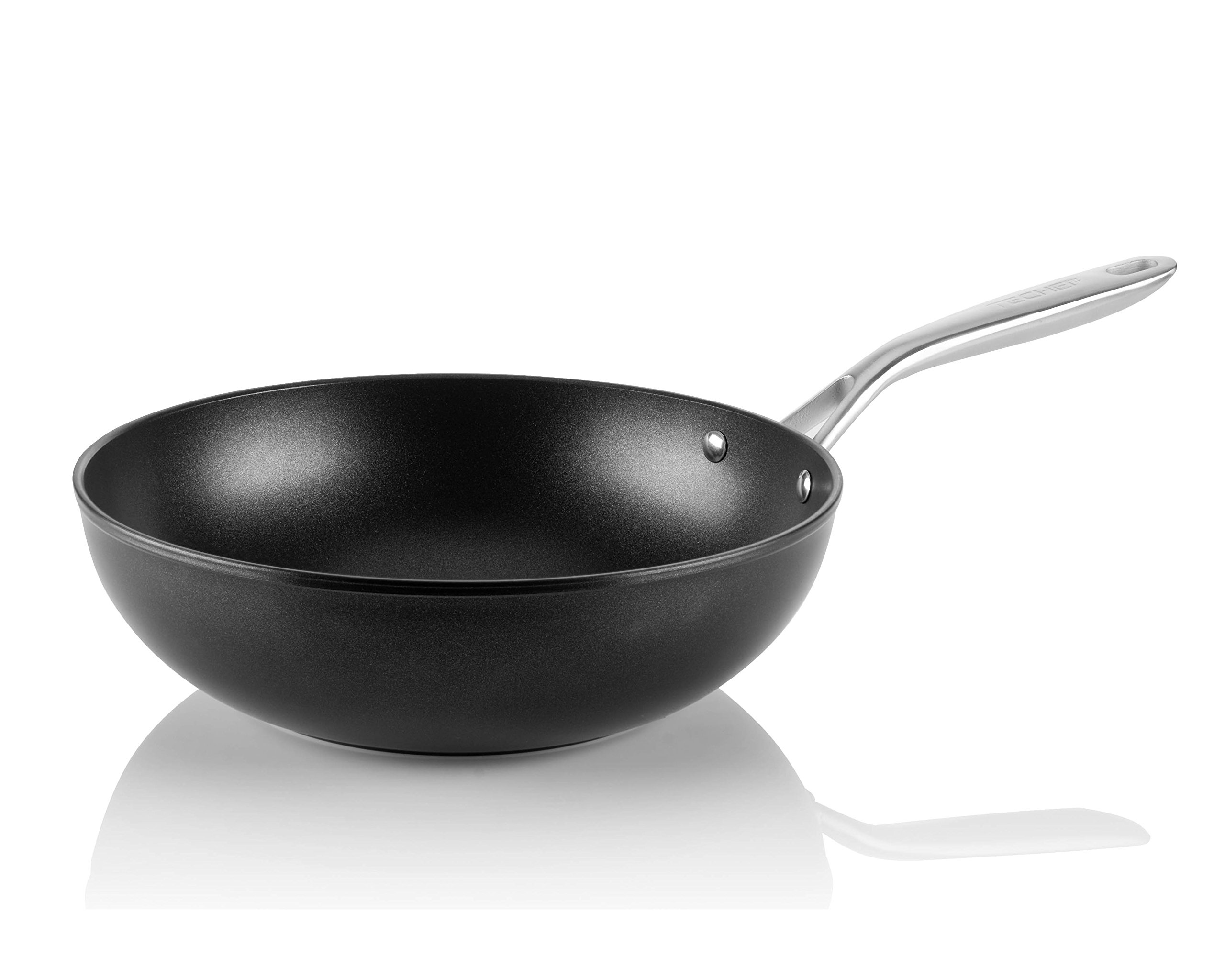 TECHEF - Onyx Collection, 12-Inch Nonstick Flat Bottom Wok/Stir-Fry Pan - PFOA Free, Dishwasher and Oven Safe, Made in Korea