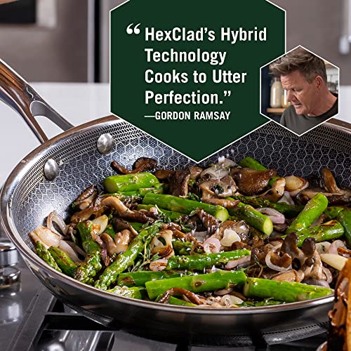 HexClad 2 Piece Hybrid Stainless Steel Cookware Set - 10 Inch Wok Pan and 8 Inch Fry Pan with Stay Cool Handles, Dishwasher and Oven Safe, Non-Stick