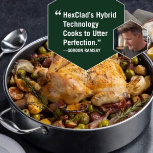 HexClad 4 Piece Hybrid Stainless Steel Cookware Set - 10 Quart Stockpot and 7 Quart Saucepan Pot, Easy to Clean, Dishwasher & Oven Safe, Non-Stick, Perfect for Soups, Stews and Boiling Seafood