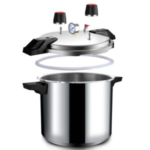 Wantjoin Pressure Cooker, Pressure Pot with Pressure Control for Home Kitchen or Restraurant, Commercial Pressure Cooker with Gauge (23QT), Aluminum