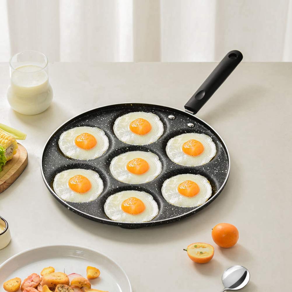 MAVIS LAVEN Egg Frying Pan, 7-Grid Multi Egg Cooking Pan, Non Sticking Plett Pan for Restaurant, Hotel Household Kitchen Use