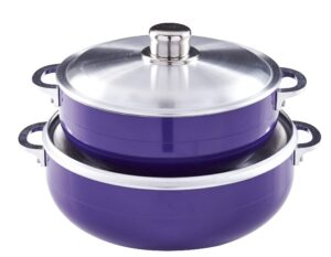 imusa usa 2 piece purple caldero (dutch oven set with aluminum lid (4.4qt, 6.9qt) oven safe