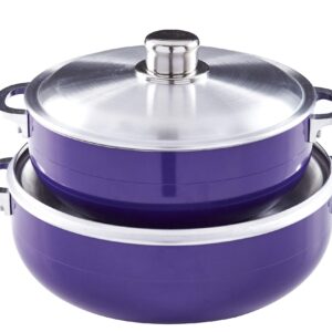 IMUSA USA 2 Piece Purple Caldero (Dutch Oven Set with Aluminum Lid (4.4Qt, 6.9Qt) Oven Safe