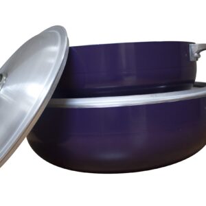 IMUSA USA 2 Piece Purple Caldero (Dutch Oven Set with Aluminum Lid (4.4Qt, 6.9Qt) Oven Safe