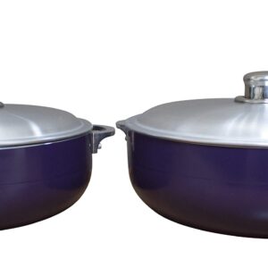 IMUSA USA 2 Piece Purple Caldero (Dutch Oven Set with Aluminum Lid (4.4Qt, 6.9Qt) Oven Safe