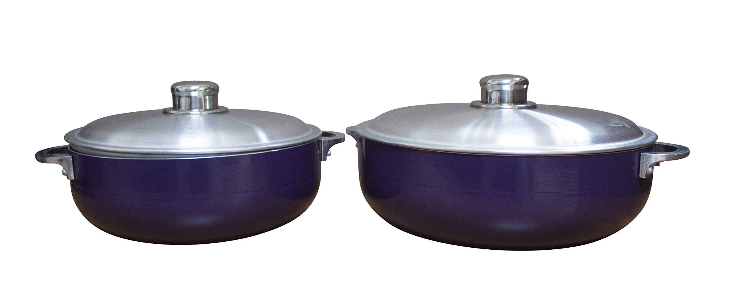 IMUSA USA 2 Piece Purple Caldero (Dutch Oven Set with Aluminum Lid (4.4Qt, 6.9Qt) Oven Safe