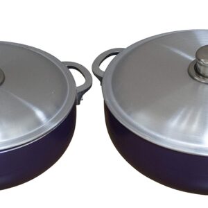 IMUSA USA 2 Piece Purple Caldero (Dutch Oven Set with Aluminum Lid (4.4Qt, 6.9Qt) Oven Safe