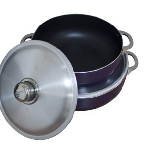 IMUSA USA 2 Piece Purple Caldero (Dutch Oven Set with Aluminum Lid (4.4Qt, 6.9Qt) Oven Safe