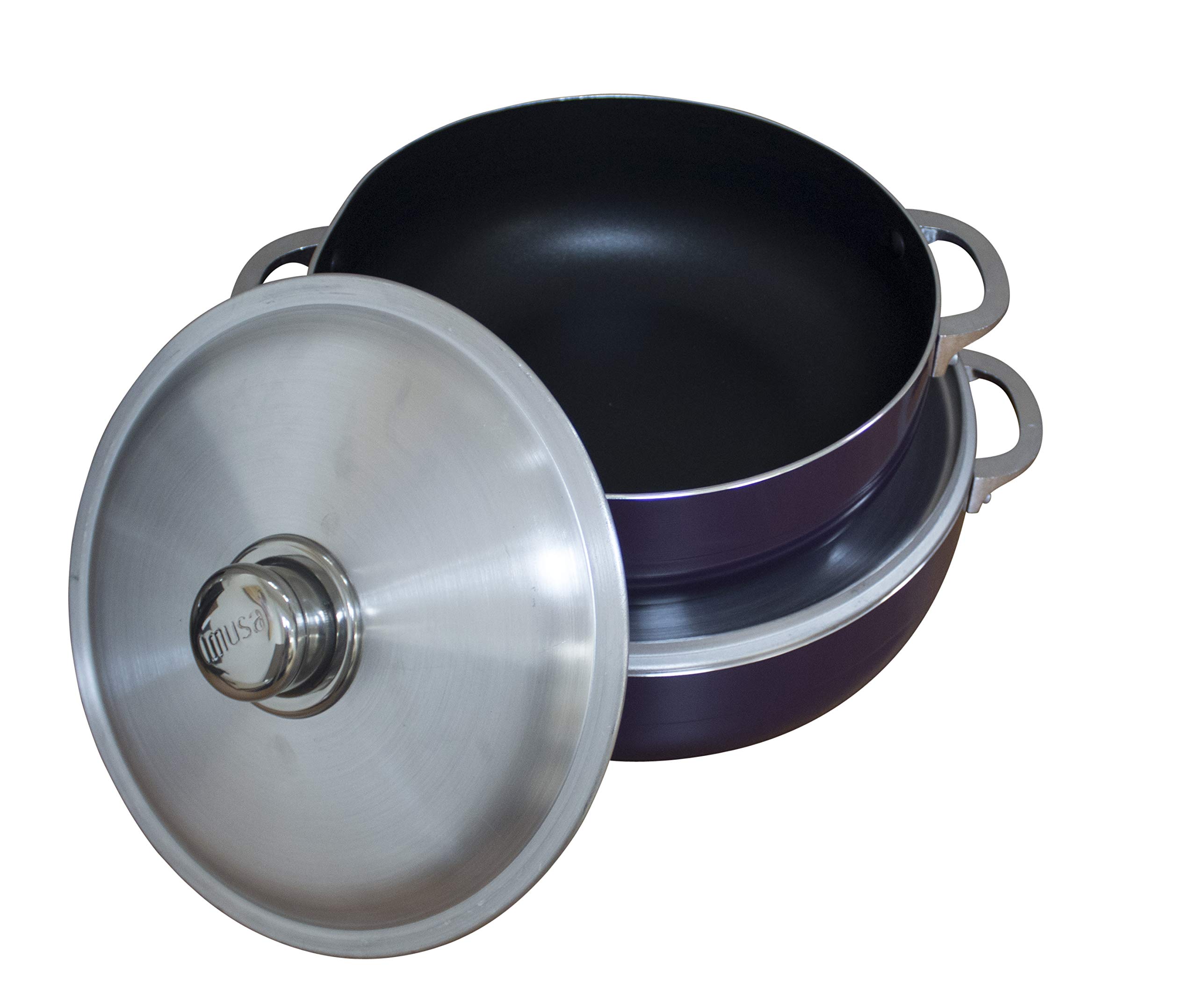 IMUSA USA 2 Piece Purple Caldero (Dutch Oven Set with Aluminum Lid (4.4Qt, 6.9Qt) Oven Safe