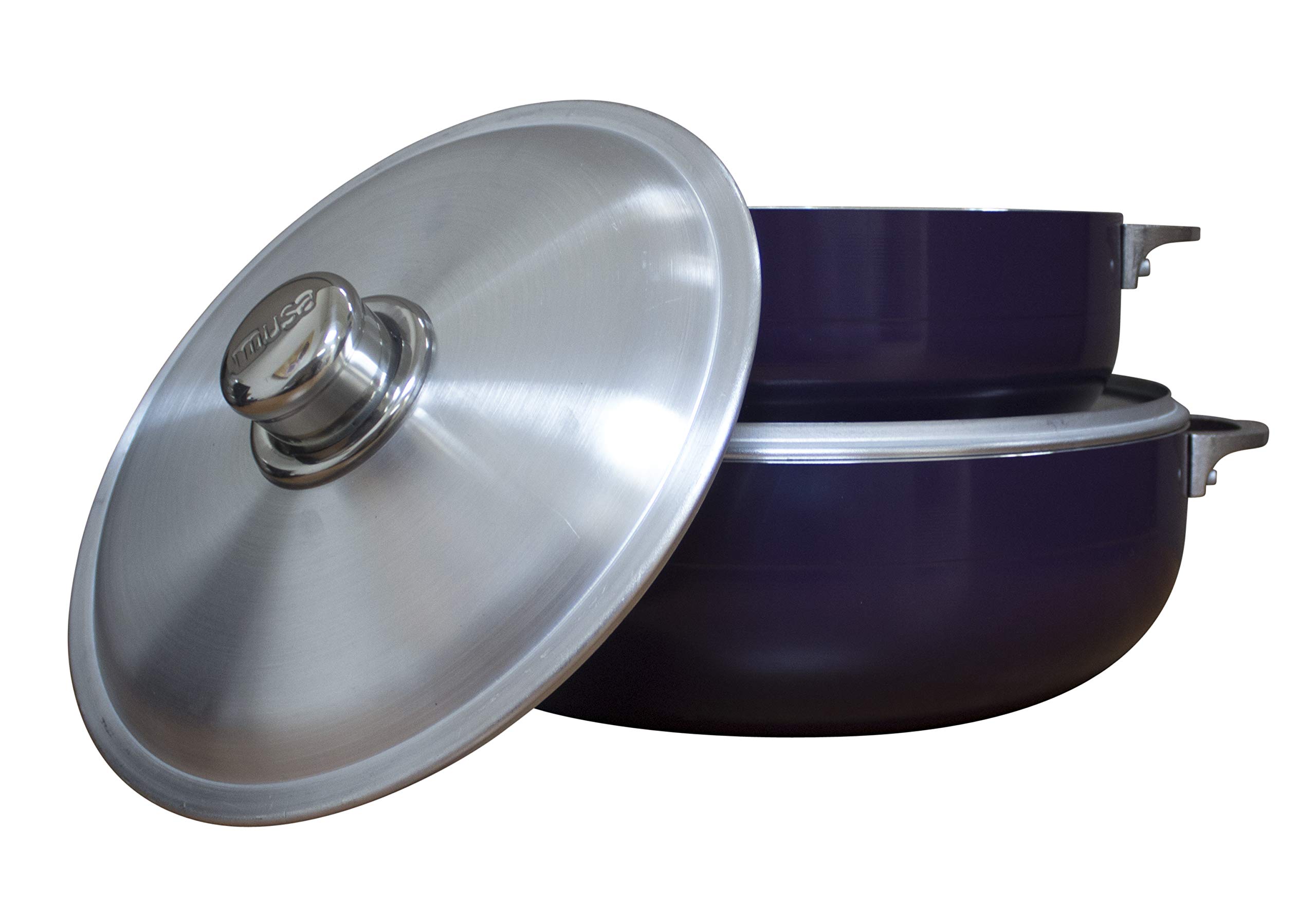 IMUSA USA 2 Piece Purple Caldero (Dutch Oven Set with Aluminum Lid (4.4Qt, 6.9Qt) Oven Safe