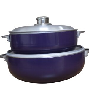 IMUSA USA 2 Piece Purple Caldero (Dutch Oven Set with Aluminum Lid (4.4Qt, 6.9Qt) Oven Safe