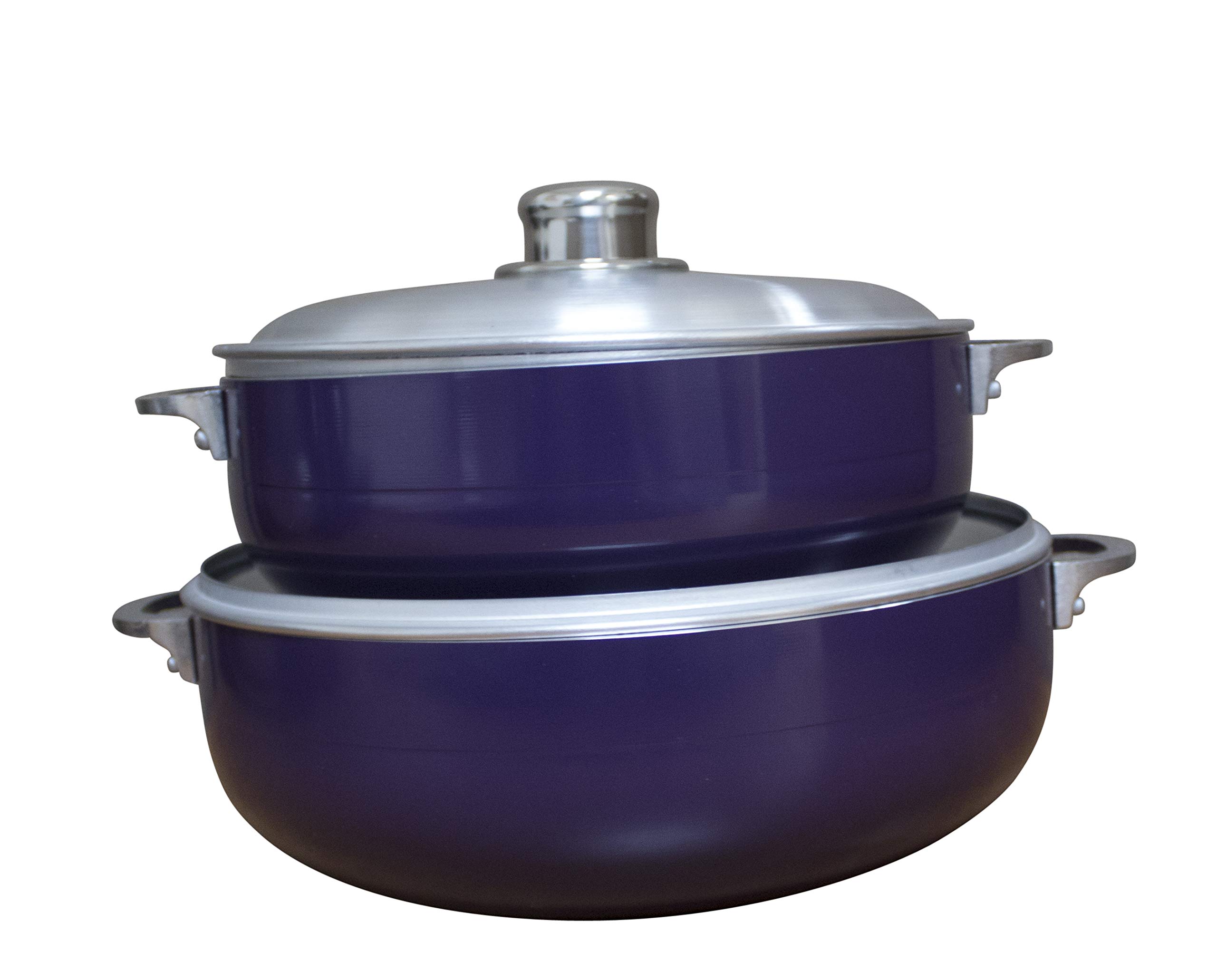 IMUSA USA 2 Piece Purple Caldero (Dutch Oven Set with Aluminum Lid (4.4Qt, 6.9Qt) Oven Safe