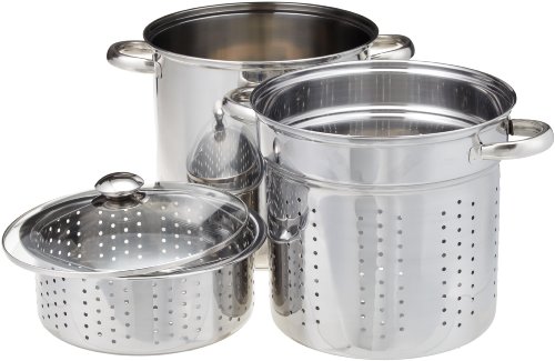 EXCELSTEEL 4 Piece 18/10 Stainless Steel Multi-Cookware Set With Encapsulated Base, 12 Qt