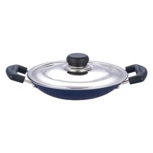 tabakh by vinod appachetty non stick appam pan with stainless steel lid, 215mm, black