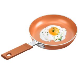 shineuri mini 6 1/2" inch nonstick copper pan nonstick pan copper fry pan copper nonstick pan copper ceramic pan mini nonstick omelet pan copper frying pan mini pan extra small pan for 1 person meal