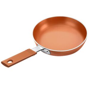 SHINEURI Mini 6 1/2" Inch Nonstick Copper Pan Nonstick Pan Copper Fry Pan Copper Nonstick Pan Copper Ceramic Pan Mini Nonstick Omelet Pan Copper Frying Pan Mini Pan Extra Small Pan for 1 Person Meal