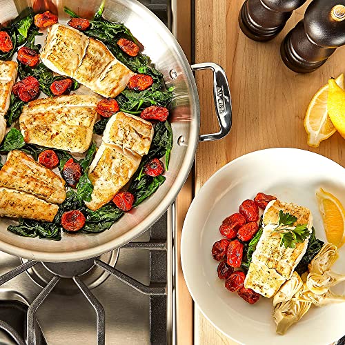All-Clad D3 3-Ply Stainless Steel Universal Pan with Lid 3 Quart Induction Oven Broiler Safe 600F Pots and Pans, Cookware Silver