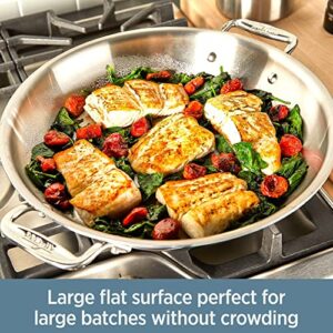All-Clad D3 3-Ply Stainless Steel Universal Pan with Lid 3 Quart Induction Oven Broiler Safe 600F Pots and Pans, Cookware Silver