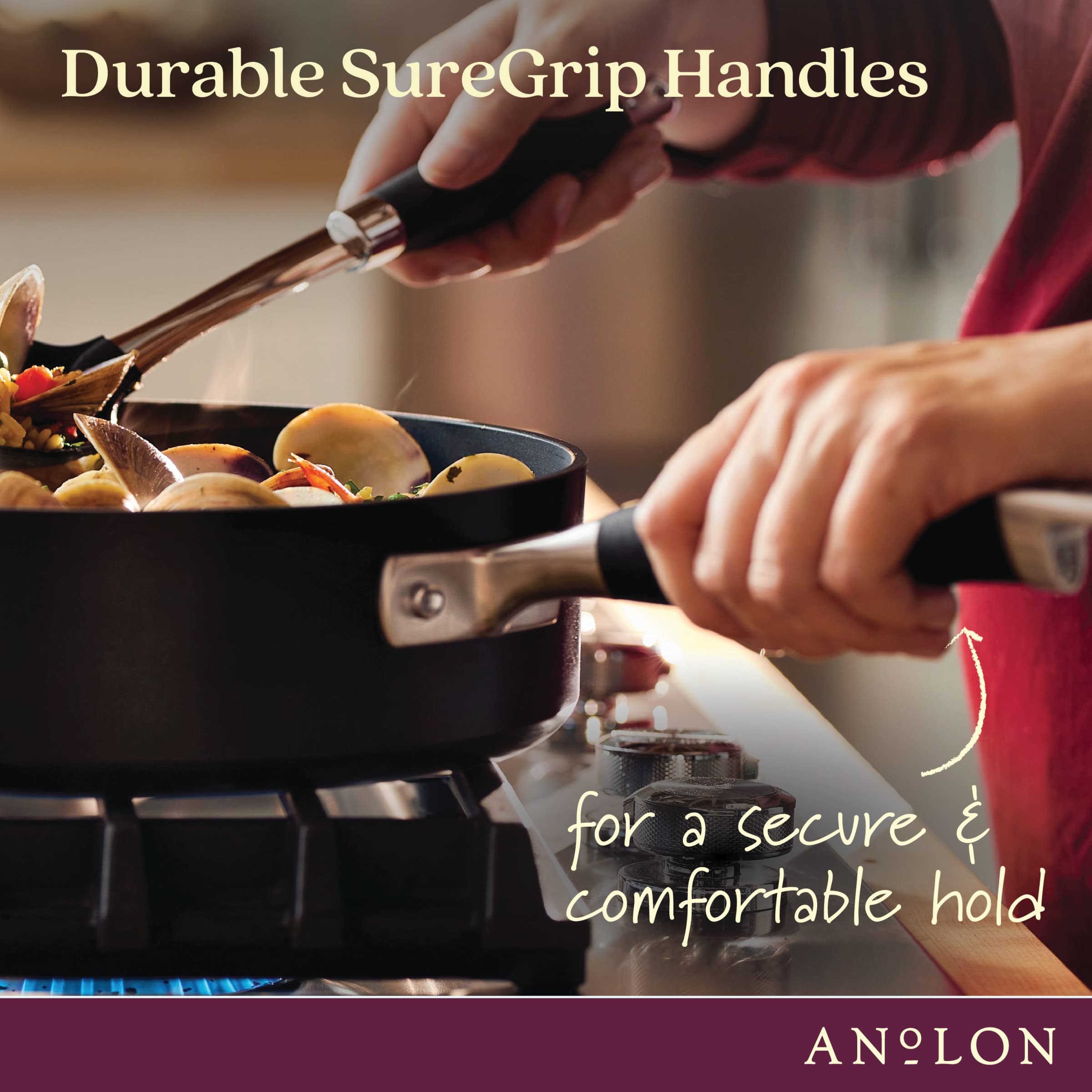 Anolon Advanced Home Hard Anodized Nonstick Sauce Pan/Saucepan with Straining and Lid, 2 Quart (2 Qt Straining Saucepan, Onyx)