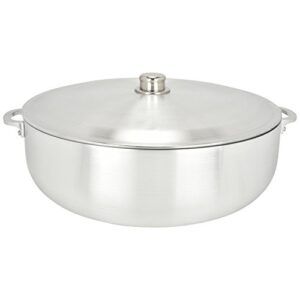 aluminum caldero stock pot by chef pro, durable aluminum, superior cooking performance for even heat distribution, perfect for large/small groups, riveted handles, commercial grade, 28.4 quart
