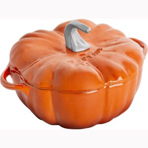 staub cast iron dutch oven 3.5-qt pumpkin cocotte with stainless steel knob, made in france, serves 3-4, burnt orange
