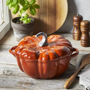 STAUB Cast Iron Dutch Oven 3.5-qt Pumpkin Cocotte with Stainless Steel Knob, Made in France, Serves 3-4, Burnt Orange