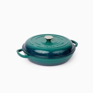 Larder & Vine Enameled Cast Iron Braiser with lid, Cast Iron Casserole Dish | 3.6QT /3.4L (Bondi)